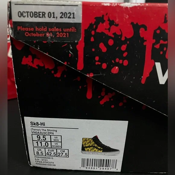 RARE Shoes Vans x House of Terror The Shining Sk8-Hi Horror Movie Sneakers NEW - Picture 4 of 16